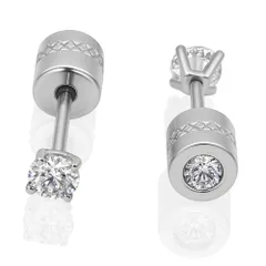 【特価商品】ファーストピアス レディース セカンドピアス レディース メンズ 2個セット リバーシブル つけっぱなし 1ペア ネジ式ピアス キュービックジルコニア 立爪ジュエル 両耳用 ねじ式 サージカルステンレス 男女兼用 ピアス HSP