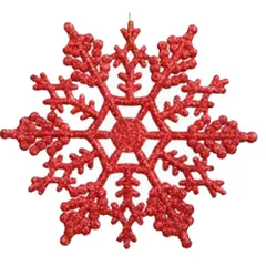 【在庫処分】ゴールデン スノーフレーク 飾り オーナメント 窓 クリスマスオーナメント ガラス お店 インテリリア 10CM 雑貨 クリスマス 雪の結晶 パーティー 雪花 雪片 クリスマスツリー飾り ツリー飾り12個セット (レッド)