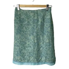 ミッシェルクラン MICHEL KLEIN タイトスカート 総柄 ひざ丈 38 ブルー系 ■GY14