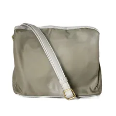 ミッシェルクラン MICHEL KLEIN ナイロン レザー ショルダーバッグ グレー ■GY14 レディース