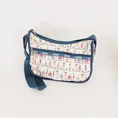 レスポートサック LesportSAC ショルダーバッグ 斜め掛けバッグ 総柄 プリント ロゴテープ ベージュ グレー 