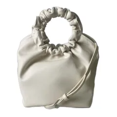 グリーンレーベルリラクシング ユナイテッドアローズ green label relaxing FM ギャザー ハンドル 2WAY ショルダーバッグ ハンドバッグ レザー ホワイト