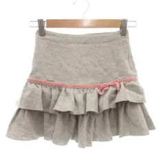 メゾピアノ mezzo piano フレアスカート 130 ミニ ロゴ ラメ グレー /AE ■GY14