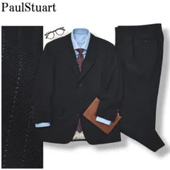 【上質】 ポールスチュアート PaulStuart ピンストライプ柄 シングル 3B スーツ セットアップ 上下 テーラードジャケット スラックスパンツ A4 ネイビー メンズ