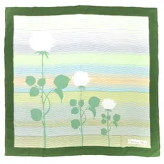 クリスチャンディオール Christian Dior ヴィンテージ スカーフ バラ柄 花柄 シルク 緑 グリーン /AE ■GY47