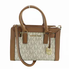 マイケルコース MICHAEL KORS トートバッグ ショルダー 2WAY ハンド PVC MKロゴ チャーム付き 総柄 茶 ブラウン ■GY18 /MQ