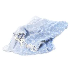 ヴィヴィアンウエストウッド Vivienne Westwood ストール マフラー 麻 リネン コットン ジャカード フリンジ オーブ グラデーション 総柄 ロゴ F 青 ブルー /CK22 ■GY12