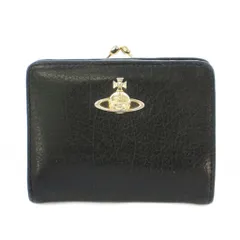 ヴィヴィアンウエストウッド Vivienne Westwood 二つ折り財布 コンパクトウォレット がま口 レザー オーブ ロゴ レザー スクエア 黒 ブラック /BB