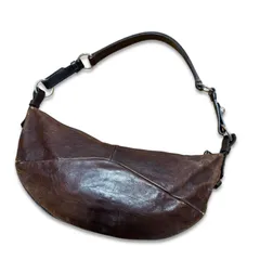 YVES SAINT LAUREN イヴサンローラン　YSL モンバサ　トムフォード期　アーカイブ　ショルダーバッグ　三日月型　ブラウン　レザー