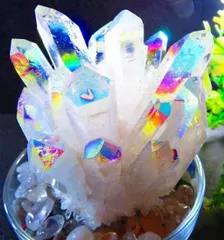 ★浄化済み★1.2kｇ★★上級贅品★新入荷天然アーカンソー産　レインボーオーラ水晶クラスター台座付き★tk2206