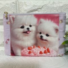 141]可愛いマルチーズフラットポーチ・ハンドメイド パネル生地 - メルカリ