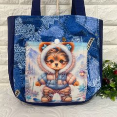 141]可愛いマルチーズフラットポーチ・ハンドメイド パネル生地 - メルカリ