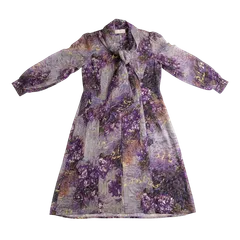 ニコル Nicole カーディガン ストール付き シースルー 柄プリント パープル系 15サイズ984244