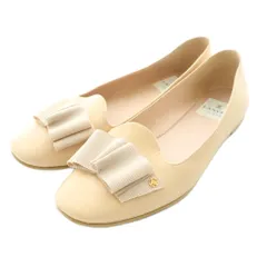 ランバンオンブルー LANVIN en Bleu フラットパンプス シューズ リボン レザー 23cm ベージュ 2698 /NQ
