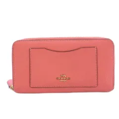 コーチ COACH 長財布 ロングウォレット ラウンドファスナー ロゴ レザー サーモンピンク /BB