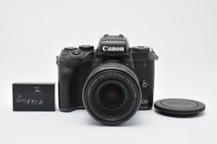 【返品保証】★実用品★ キヤノン Canon EOS M5 + EF-M 18-55 IS STM ボディ ブラック ミラーレス一眼カメラ レンズキット #11260130