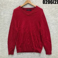 Nautica レッドVネックニットm