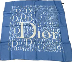  【美品】Christian Diorクリスチャンディオール　大判スカーフ　ブルー　シルク100%  レディース【Z1758】