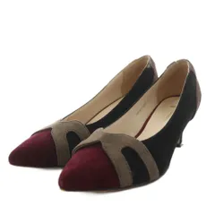 オウバニスター AU BANNISTER パンプス ポインテッドトゥ ヒール スエード 37 ベージュ 黒 ブラック 紫 パープル 54435012003 /AN4