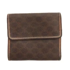 セリーヌ CELINE 二つ折り財布 マカダム柄 がま口 ゴールド金具 ブラウン系 ■GY99