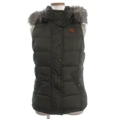 トミーヒルフィガー TOMMY HILFIGER ダウンベスト ジップアップ スタンドカラー フード ファー カーキ M ■ECT