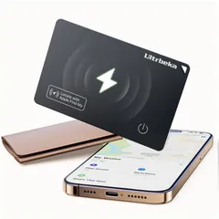 スマートトラッカー カード型エアタグ｜極薄2.4mm・ワイヤレス充電式・最大10年使用｜Apple「探す」対応 紛失防止タグ｜財布・パスポート用｜置き忘れ防止｜iOS専用 (1個-黑)