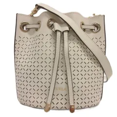 フルラ FURLA 巾着 ショルダーバッグ パンチング レザー 白 ホワイト系