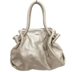 フルラ FURLA レザー トートバッグ ハンドバッグ メタリック シルバーカラー系