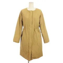 アー・ヴェ･ヴェ ミッシェルクラン a.v.v ノーカラー フェイクファー付 2WAY ダウン ジャケット コート ジップアップ 茶系 ブラウン系 M アウター ■ECS