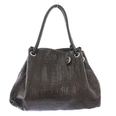 フルラ FURLA ハンドバッグ レザー クロコ型押し ワンカラー ロゴチャーム 黒 ブラック /BB