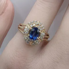 サファイア + ダイヤモンドリング K18 18号