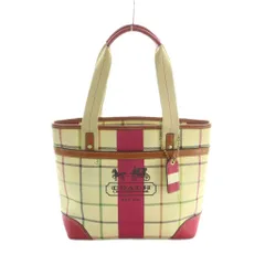 コーチ COACH ハンドバッグ チェック柄 アイボリー ピンク 12219 /MI