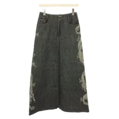 ボディーバター BODY BUTTER デニムスカート ロング フレア ジップフライ 龍柄 黒 ブラック /YT