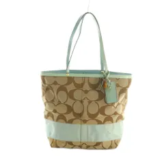 コーチ COACH トートバッグ シグネチャー柄 バイカラー ベージュ ミントグリーン 10125 /MI