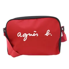 アニエスベー agnes b. ロゴショルダーバッグ ナイロン バイカラー プリント 赤 レッド 黒 ブラック /BB