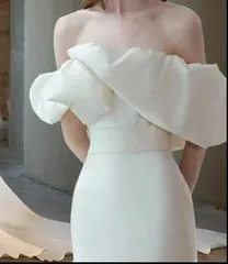 ウエディングドレス マーメイド フリル ロング オフショルダー