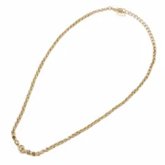 クリスチャンディオール Christian Dior 美品 ネックレス ペンダント CDロゴ ラインストーン ゴールドカラー /AE ■GY47