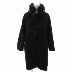 エルマノシェルビーノ ERMANNO SCERVINO ウールメルトンコート ラクーンファー 比翼 38 M 黒 ブラック /FT 0809