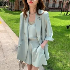 ジャケット ショートパンツ レースキャミソール セットアップ