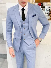 ジャケット スリーピース パンツ チェック柄 ベスト ２色