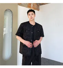 ジャケット 半袖 ツイード ショルダーパッド ショート丈 m2303