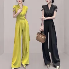 ジャンプスーツ ワイド パンツドレス パーティー 結婚式 u693