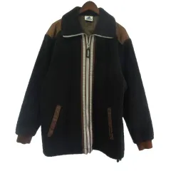 アディダス adidas ヴィンテージ ボアジャケット 中綿 デサント ジップアップ ブラック 黒 M-L