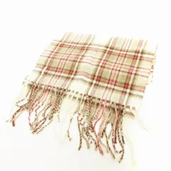 イーストボーイ EAST BOY LAMBSWOOL マフラー ストール フリンジ ウール チェック ピンク 小物