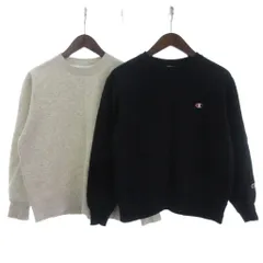 チャンピオン CHAMPION 2点 セット トレーナー スウェット 長袖 裏起毛 ワンポイント ロゴ 黒 ブラック グレー S■FF