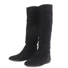 ファビオルスコーニ FABIO RUSCONI ロングブーツ スエード 黒 ブラック 35 22.5cm位 靴