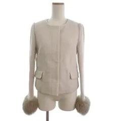 アプワイザーリッシェ Apuweiser-riche ジャケット ノーカラー 袖ファー付き ウール ベージュ 2 ■TC