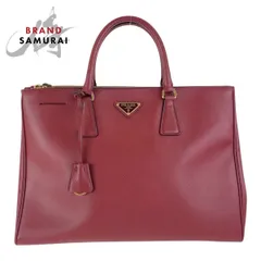 PRADA プラダ ガレリア サフィアーノ 三角ロゴプレート レッド ゴールド金具 レザー トートバッグ ハンドバッグ レディース 501998【中古】