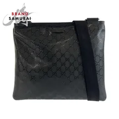 美品 GUCCI グッチ GGインプリメ ブラック 黒 シルバー金具 PVC 201446 ショルダーバッグ メッセンジャーバッグ レディース 503214【中古】