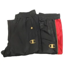 チャンピオン CHAMPION 2点セット トラックパンツ ジャージ ロゴ刺繍 黒 赤 L ■FF